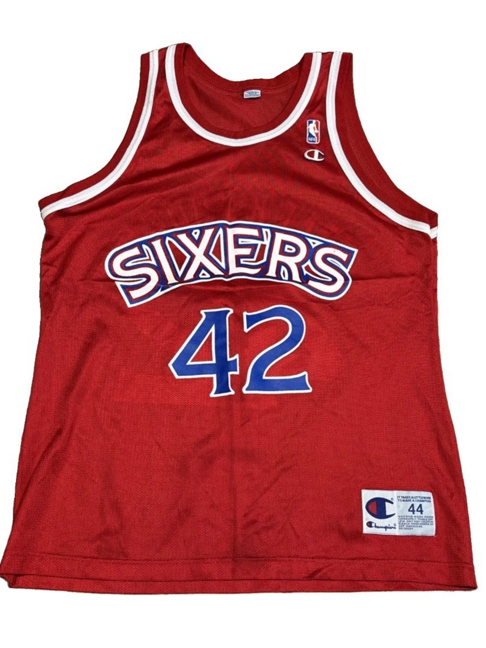 Vintage Champion Jerry Stackhouse Philadelphia 76ers #42 Red NBA Jersey Size 44
